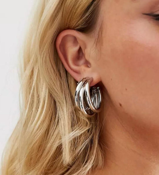 Silver Halo Hoops