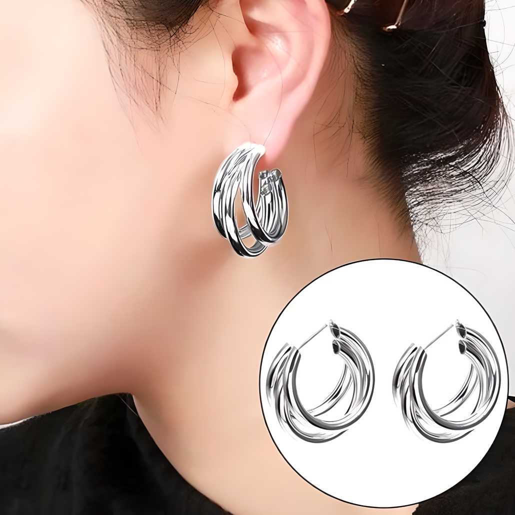 Silver Halo Hoops